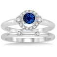thumbnail image 2 of 1.25 Carat Sapphire and Diamond Elegant Flower Halo Bridal Set on 10k White Gold, 2 of 2