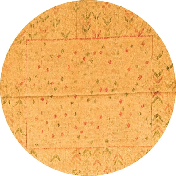 Ahgly Company Indoor Round Abstract Orange Modern Area Rugs, 8' Round