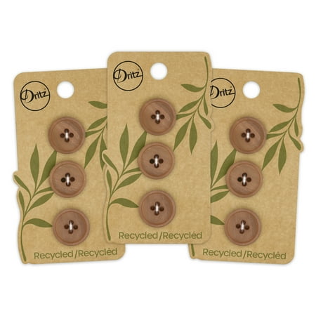 UPC: 0072879308181 | Dritz Recycled Paper Round Button 18mm Beige-Camel 3 Pack (9 Count)