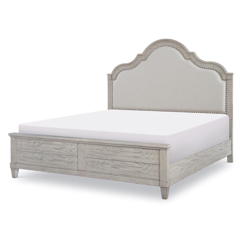 Belhaven Queen Upholstered Panel Bed  in Weathered Plank Finish Wood - image 2 of 11
