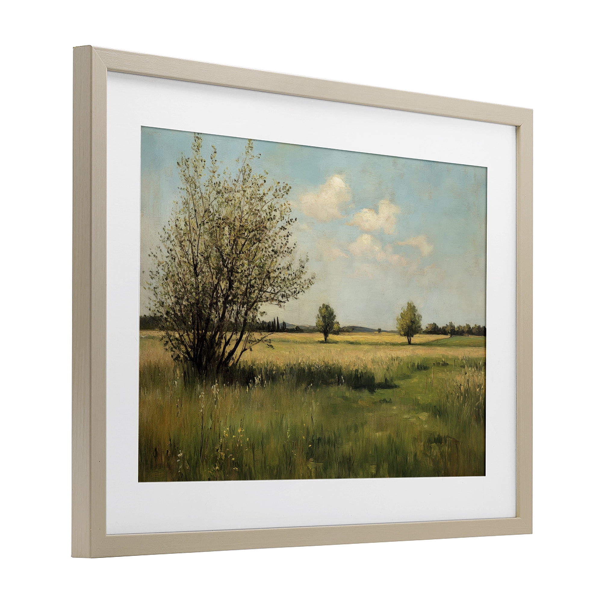 Stupell Industries Peaceful Meadow Under Serene Sky Birch Framed Print Under Glass, design by Petal Prints Design