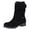 Black, variant on Women's Wide Width Mid Calf Ankle Boots Flat Heel Slouchy Faux Leather Folds Winter Slip-on Knee High Boots Cowgirl Boot