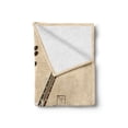 thumbnail image 2 of Guitar Soft Flannel Fleece Throw Blanket, Abstract Funky Guitar Instrument Melody Musical Notes and Hand Writing, Cozy Plush for Indoor and Outdoor Use, 60" x 80", Sand Brown Multicolor, by Ambesonne, 2 of 6