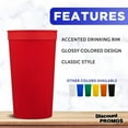 thumbnail image 2 of Plastic Stadium Cups 32 oz. Set of 10, Bulk Pack - Perfect for Summer, Sporting Events, Birthdays, Picnic, Beach, Parties - Red, 2 of 5