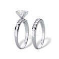 thumbnail image 2 of PalmBeach Jewelry Round Cut Pave' Cubic Zirconia 2 Piece Bridal Set 2.33 TCW Two Tone 18k Gold-Plated or Platinum-Plated Sterling Silver, 2 of 5