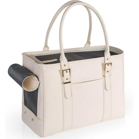 Fashion Pet Carrier Dog Purse Cat Bag Soft-Sided Carriers Travel Airline Approved  Stylish Leather Tote Handbag for Small Animal Puppy Kitten (White)