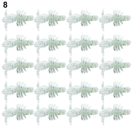 Lohuatrd 20Pcs Artificial Shrimp Lure Reusable Flexible PVC Plastic Hairy Shrimp Bait Fishing Accessory