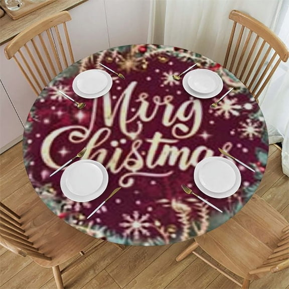 HAOXIT Round Tablecloths Christmas Circular Table Cover for Buffet Table, Home,Parties, Holiday Dinner 31-35