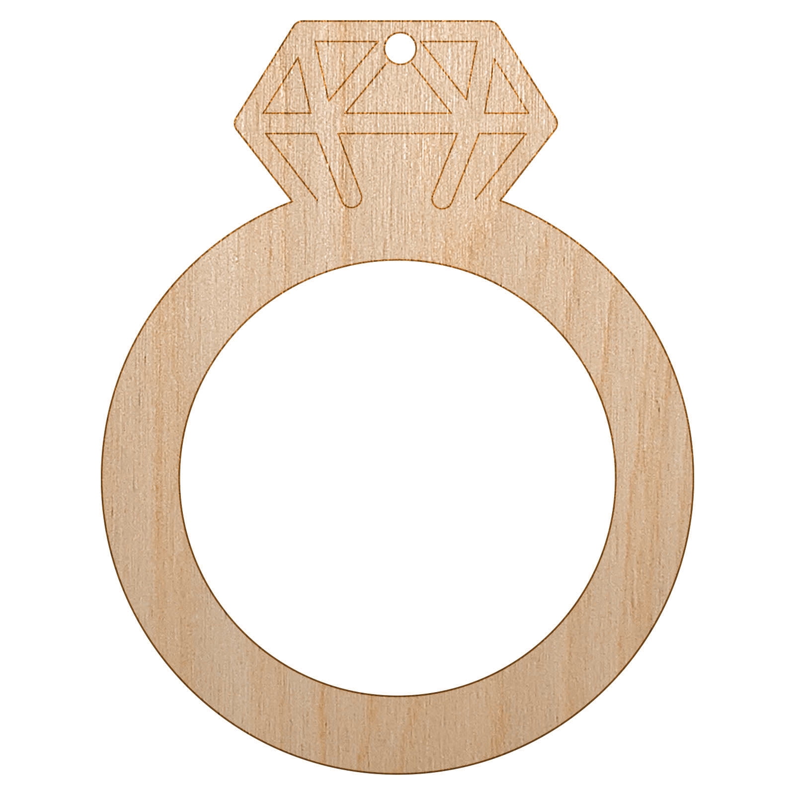 Diamond Ring Wedding Engagement Wood Holiday Christmas Tree Ornament ...