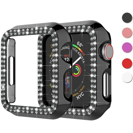 Takfox For Apple Watch Case 38mm Series 3/2/1 Bling Rhinestone Apple Watch Protective Case Bumper Frame Screen Protector Case Cover for Women Girl iWatch Series 38mm Black