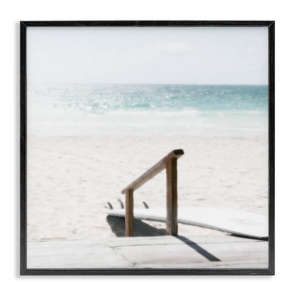 Stupell Industries Tropical Resting Board Beach Coast Black Framed Giclee Art, 12 x 12, by Noah Bay
