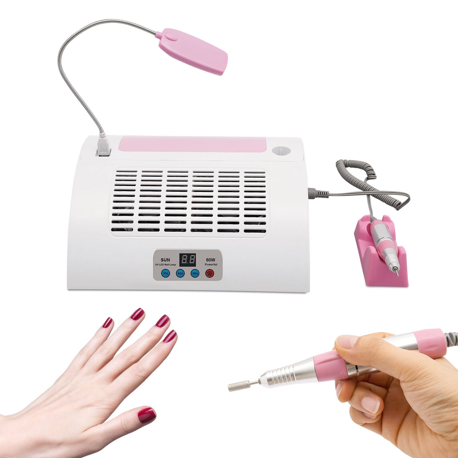 Electric Nail Dryer Led Lamp Uv Light Corded Nail Lamp Manicure 60w Led Light Pink