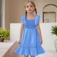 thumbnail image 6 of Vmvidoty Toddler Girl Dress Summer Baby Girls Dresses 2026 Fly Sleeve Casual Princess Toddler Dresses Blue 7 Years, 6 of 9