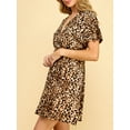 thumbnail image 4 of Made by Johnny Women's Airy Short Sleeve Kimono Style Deep V Neck Dress Top S-3XL Plus Size XXXL LEOPARD, 4 of 6
