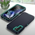 thumbnail image 4 of Dteck Case for Samsung Galaxy A15, Military Grade Protective Rubber Case Shockproof Hard PC Back Cover for Galaxy A15 5G, Navy + Mint, 4 of 6