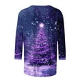 thumbnail image 4 of 3/4 Sleeve Womens Tops Plus Size Christmas Outfits Xmas Tree Printed Graphice Ttee Shirt Crew Neck Holiday Tshirts (5XL, Purple), 4 of 5
