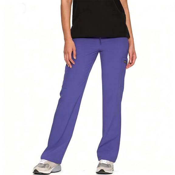 Domuza Medical Scrub Pants for Women Soft Stretch Straight-Leg Anti-Wrinkle Pants 2026 Summer Pants for Medical Uniform with Multi-Pockets Purple L