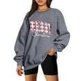thumbnail image 3 of GUZOM Womens Gray Christmas Sweatshirt - Plaid "Merry Christmas" Print, Soft 100% Polyester, Relaxed Fit Pullover (XS to XL),Size M, 3 of 4