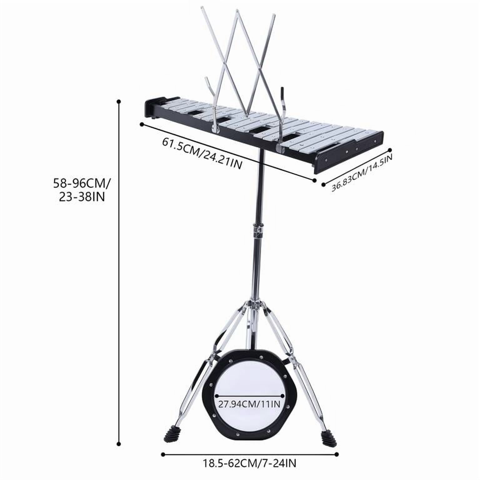 32-Note Glockenspiel Kit with Adjustable Stand, Professional Aluminum Bells, Practice Pad, Mallets, Music Stand, Carrying Bag for Kids Adults