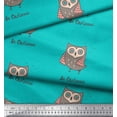 thumbnail image 3 of Soimoi Green Velvet Fabric Text & Owl Bird Printed Fabric 1 Yard 58 Inch Wide, 3 of 3