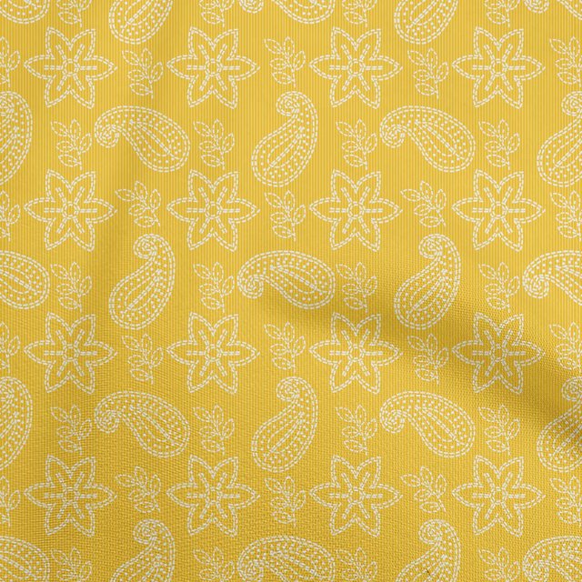 oneOone Rayon Yellow Fabric Floral Craft Projects Decor Fabric Printed By The Yard 56 Inch Wide