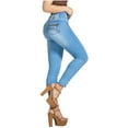 thumbnail image 5 of Draxy Butt Lifter Mid Rise Wide Waistband Colombian Skinny Fit with Pockets Jeans for Women Pants Colombianos para Mujer Blue 1, 5 of 5
