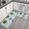 thumbnail image 2 of Geometric Flower and Dahlia Blue Anti Fatigue Kitchen Rugs Set Of 2, Non Slip Washable Decorative Floor Mats for Kitchen Sink Laundry, 17"x30" and 17"x47", 2 of 6
