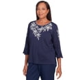 thumbnail image 3 of Alfred Dunner Womens Embroidered Flowers Flutter Sleeve Top, 3 of 6