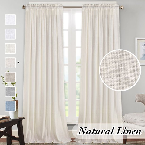 H.VERSAILTEX Linen Blended Sheer Curtains Rod Pocket Window Treatment