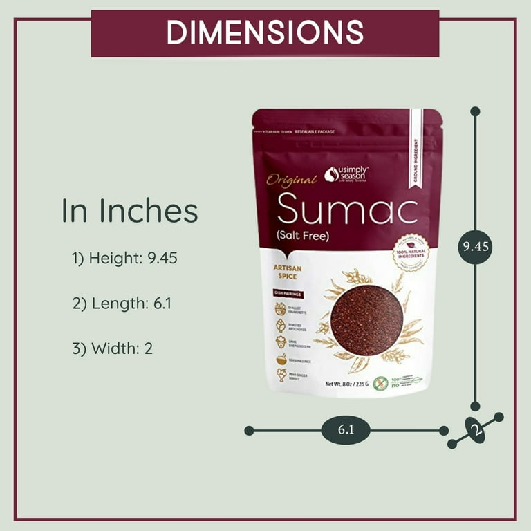 USimplySeason Original Sumac Spice (8 oz) Pouch - Tangy Lemon
