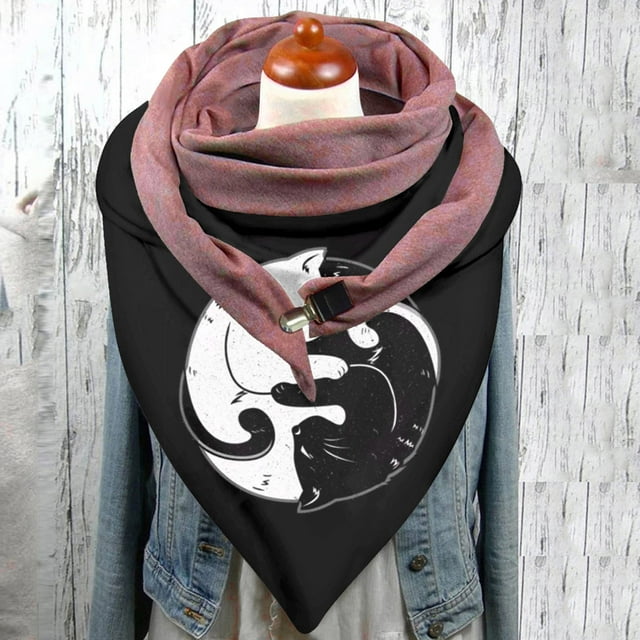 Dvkptbk Scarf Universal Winter Warm Windproof Prints Double-Layer Buckle Scarf Clothes on Clearance