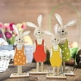 thumbnail image 4 of Decoración de mesa de conejito de Pascua, figuritas de conejo de madera bonitas, adorno para el jardín del hogar, 4 of 7