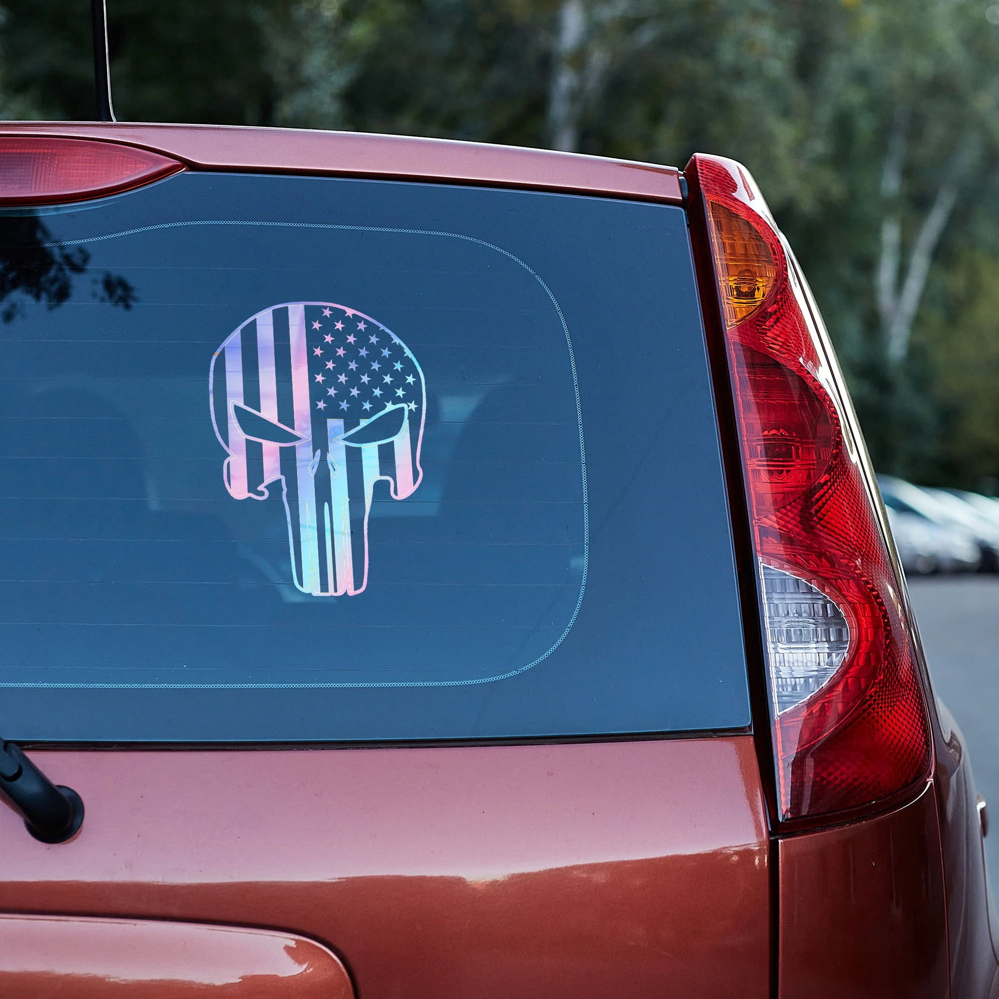 US Flag Skull - Vinyl decal car truck van SUV window decal sticker funny,garage, toolbox,tailgate