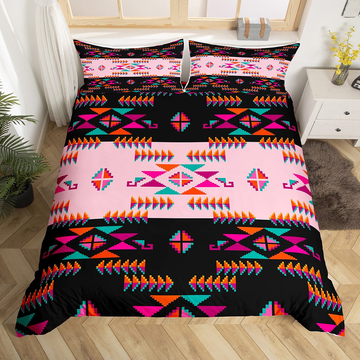 Western Bedding Sets Queen,Southwest Native Aztec Comforter Cover for