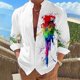 thumbnail image 1 of Camisa de manga larga con estampado floral para hombre, moderna, informal, con solapa y botones, para fiestas sociales, cómoda, de talla grande, 1 of 6