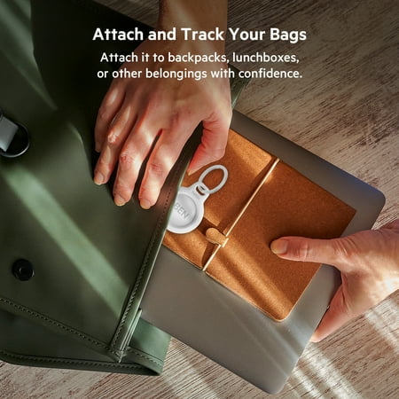 Belkin Apple AirTag Secure Holder with Key Ring - Durable Scratch Resistant Case With Open Face & Raised Edges - Protective AirTag Keychain Accessory For Keys, Pets, Luggage, Backpacks - White