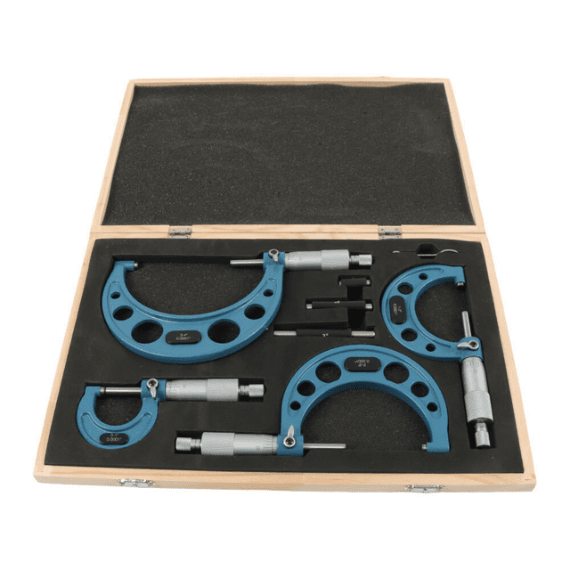 Blue Outer Diameter Micrometer Set with 0-100mm Range, Multi-Specification Measuring Tool Kit for Diverse Measurement Needs, High-Precision Outer Diameter Measurement Ensures Accurate & Reliable