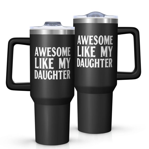 OBREWU Awesome Like My Daughter Tumbler with Handle and Lid,40oz Awesome Like My Daughter Double Wall Vacuum Insulated Tumbler,Awesome Like My Daughter Cups Gift for Women and Men