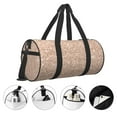 thumbnail image 5 of Xecao Beige Sparkling Glitter print Round Travel Duffel Bag is a foldable gym bag with an inner pocket, perfect for travel sports, 5 of 8