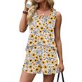 thumbnail image 6 of Sewkxo Two Piece Sets for Women Summer Lounge Short Sets Tank Square Neck Sleeveless Sweat Suit With Pocket,Yellow 3XL, 6 of 8