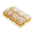 thumbnail image 3 of Recipiente para servir nueces de , tazones para servir refrigerios divididos, multiusos, bandeja de frutas secas con tapa para refrigerios, 6 cuadrícula de oro, 3 of 8