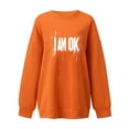 thumbnail image 3 of Womens Long Sleeve Tops Ndbuld Women's Printed Off Shoulder Hoodless Sweatshirt With Round Neck And Long Sleeved Top Orange S, 3 of 3
