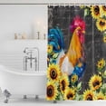 thumbnail image 3 of Farmhouse Rooster Shower Curtain, Waterproof Shower Curtains for Bathroom, Black Retro Botanical Sunflower Floral Washable Fabric Bathtub Curtain Set Bath Decor with 12 Hooks Extra Long 72"x96", 3 of 8