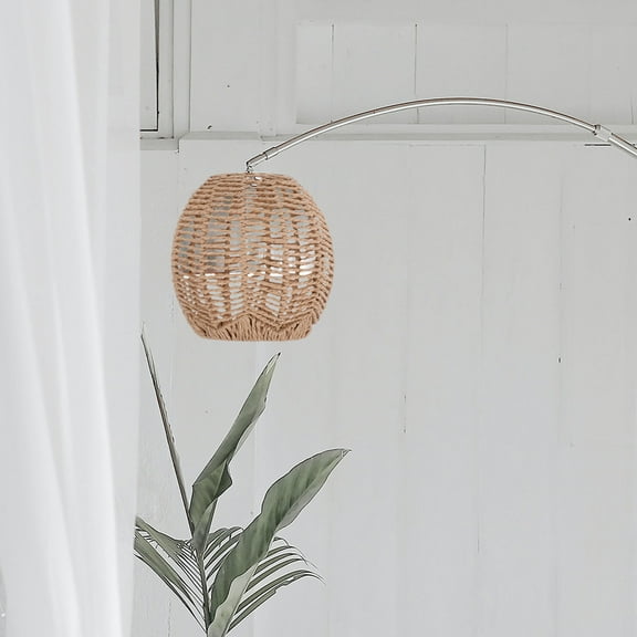 WHAMVOX Imitation Rattan Lampshade Vintage Rattan Weave Chandelier Lampshade Woven Pendant Lamp Shade Rattan Light Fixture Shade for Living Room Bedroom Restaurant Ceiling