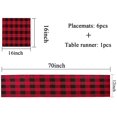 thumbnail image 2 of Set de Tapis de Table et Sets de Table pour les Vacances, le Printemps, l'Été, l'Utilisation Quotidienne (1 Tapis de Table et 6 Sets de Table, Plaid Noir et Rouge), 2 of 7