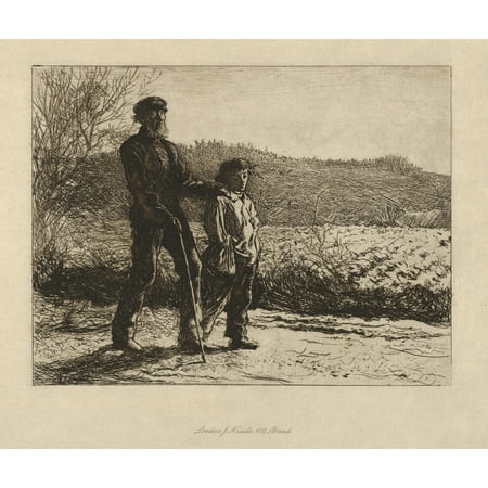 Painting Etched Glass Walker based this etching of a boy guiding a blind man along a path near Haslemere Surrey on a painting he created out-of-doors in February 1863 and then exhibited in 1866 as The Wayfarers Frederick ()