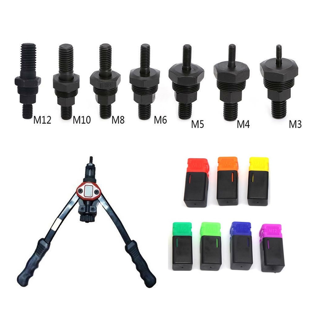 Kedelak M3 Assorted Rivet Nut Mandrel and Nose Piece Riveter Tip Metric Replacement Riveter Part Threaded Mandrel for Hand Nut Rivet