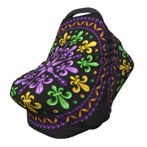 Fotbe Mardi Gras5 Pattern Car Seat Covers for Babies, Nursing Breastfeeding Cover Carseat Canopy, Soft Stretchy Carrier Cover