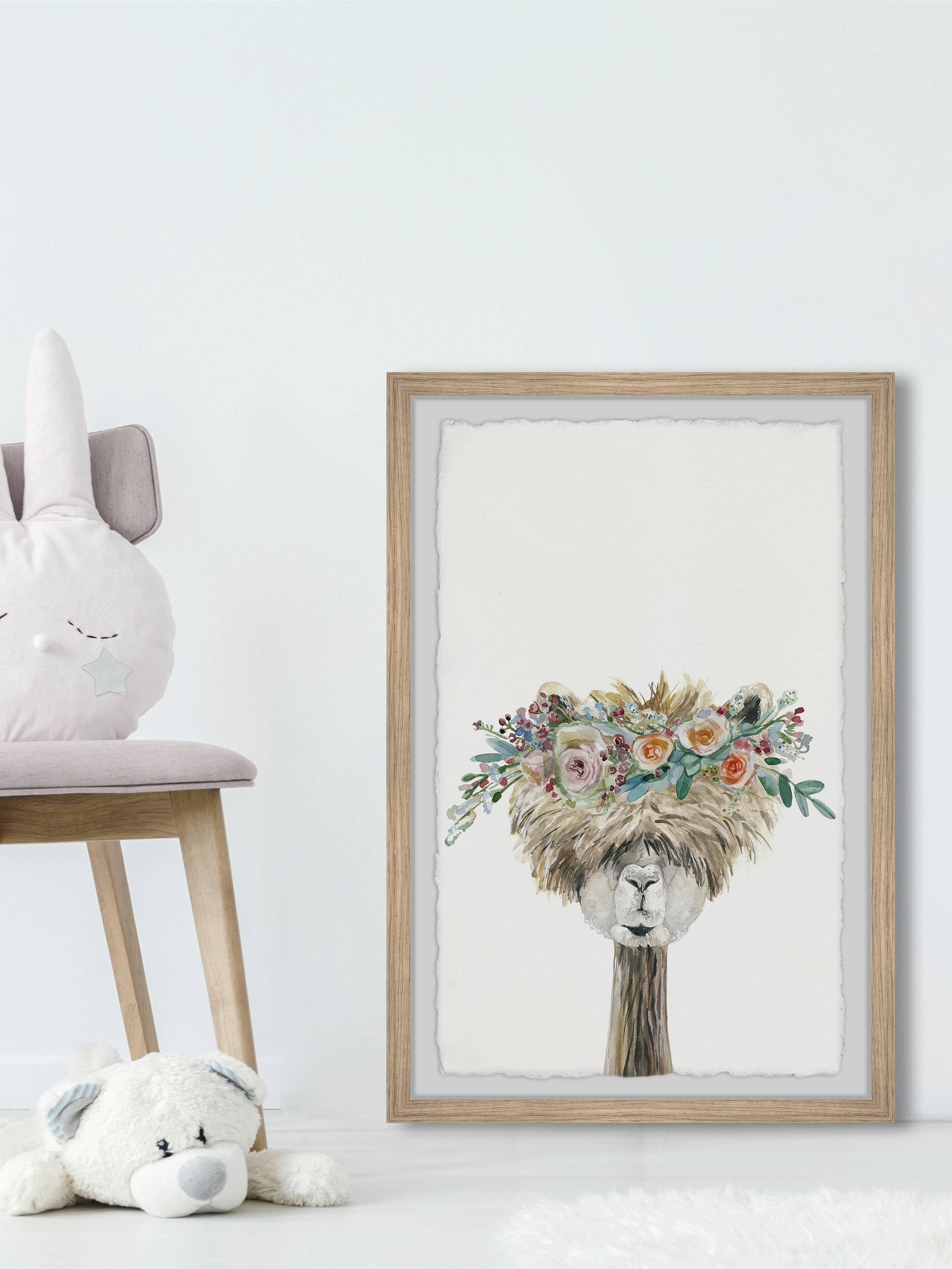 Marmont Hill Laid-back Flower Crowned Llama Framed Wall Art