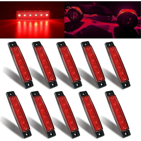 10pcs LED Side Marker Lights Rear Front LED Lights Position Indicator Light 12V Led Rock Lights Universal for Car Van Bus Trailer (Red)